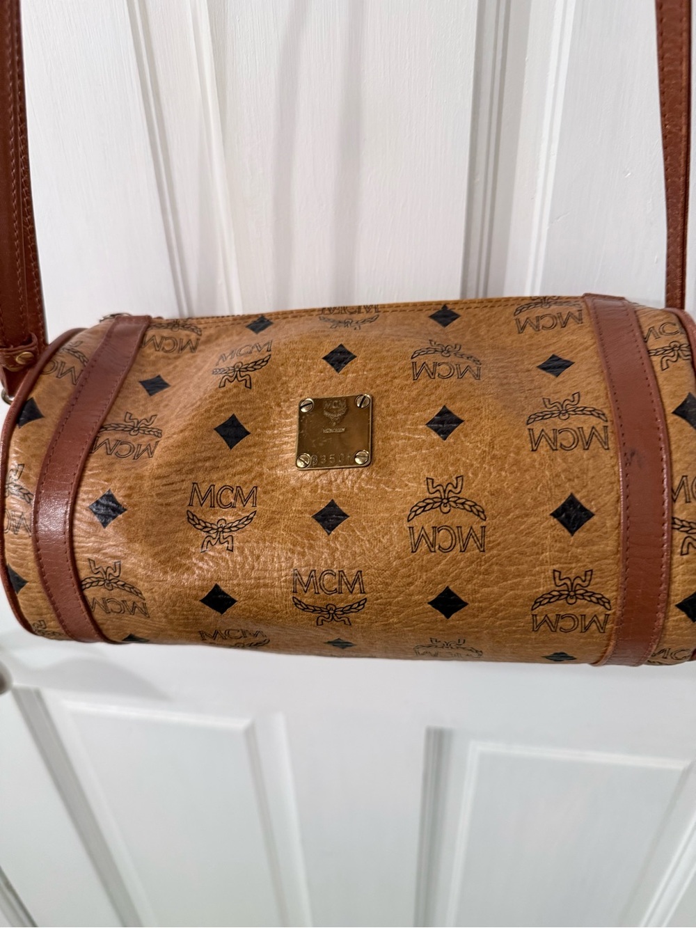 MCM Cognac Visetos Leather Crossbody